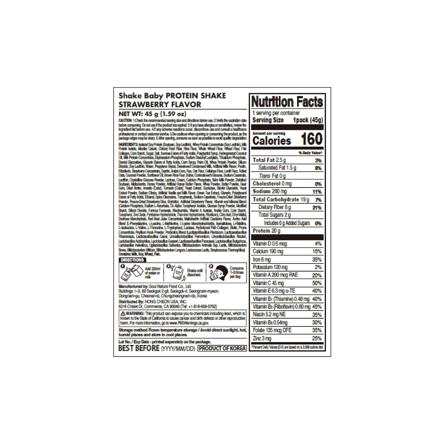 [3flavors] Shakebaby Protein Shake Flavor 1.59 oz.(45g) detail 2