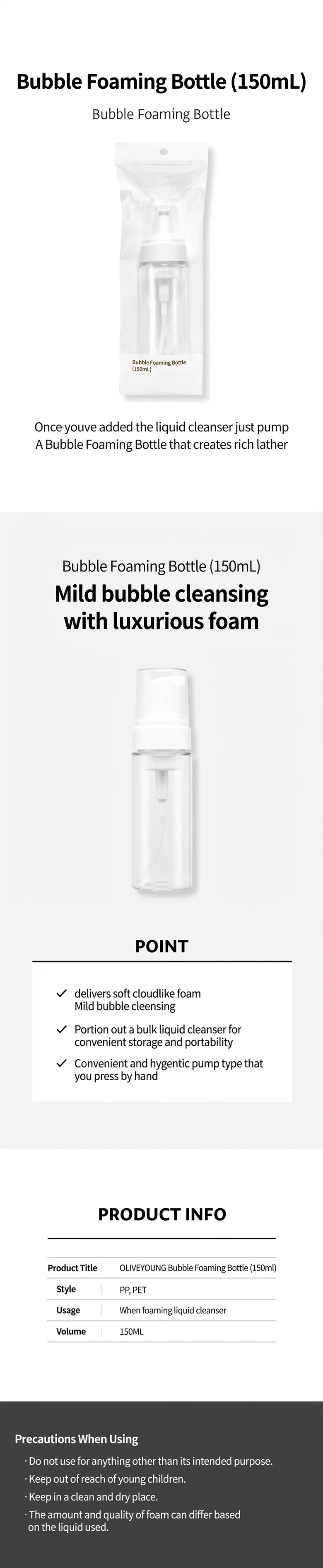 OLIVEYOUNG Bubble Foaming Bottle 5.07 fl. oz.(150ml) detail 1