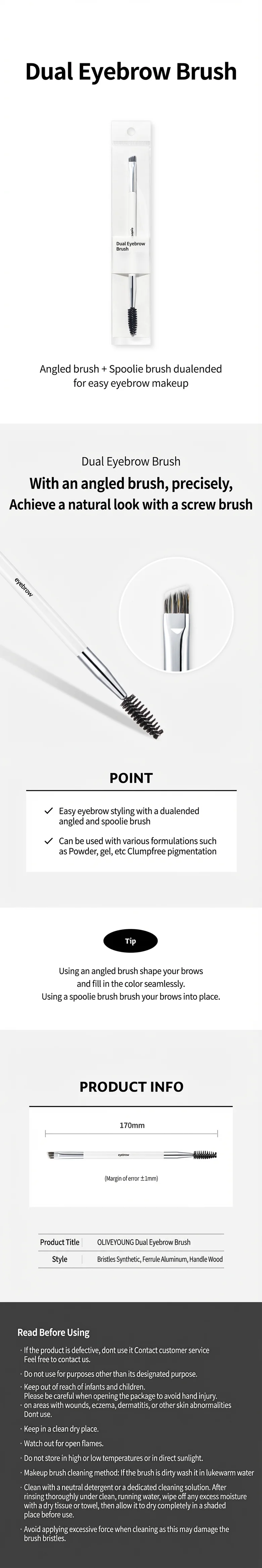 OLIVEYOUNG Dual Eyebrow Brush (1ea) detail 1