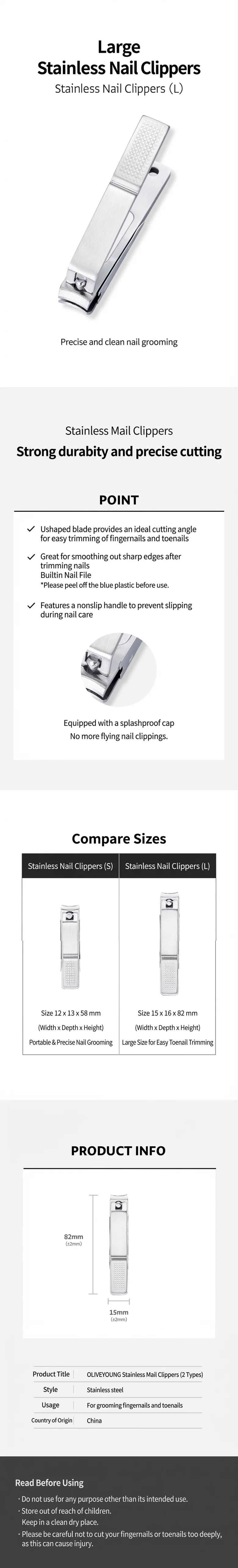 OLIVEYOUNG Stainless Nail Clippers Large (1ea) detail 1