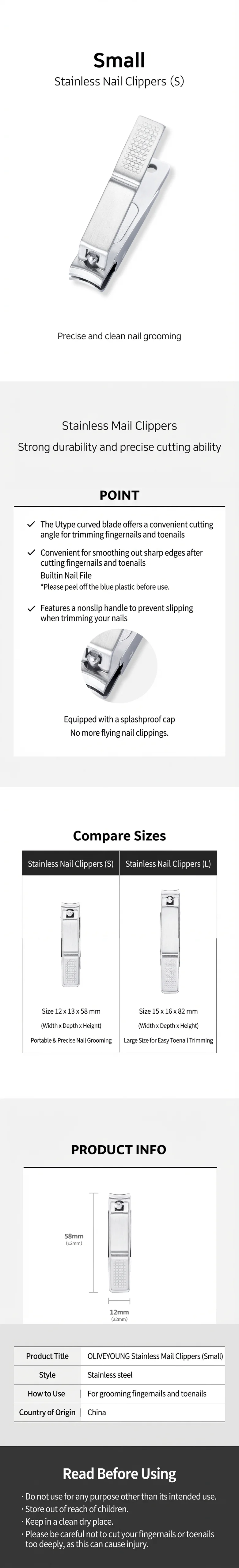 OLIVEYOUNG Stainless Nail Clippers Small (1ea) detail 1