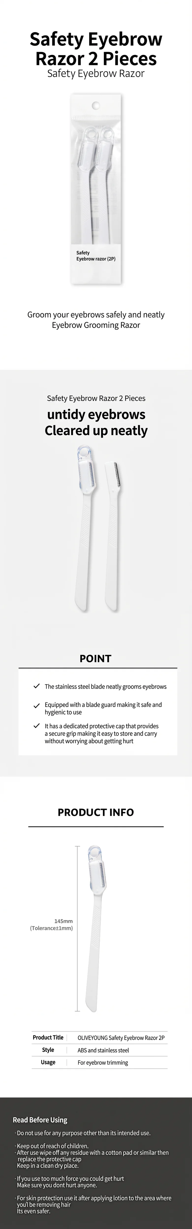OLIVEYOUNG Safety Eyebrow Razor detail 1