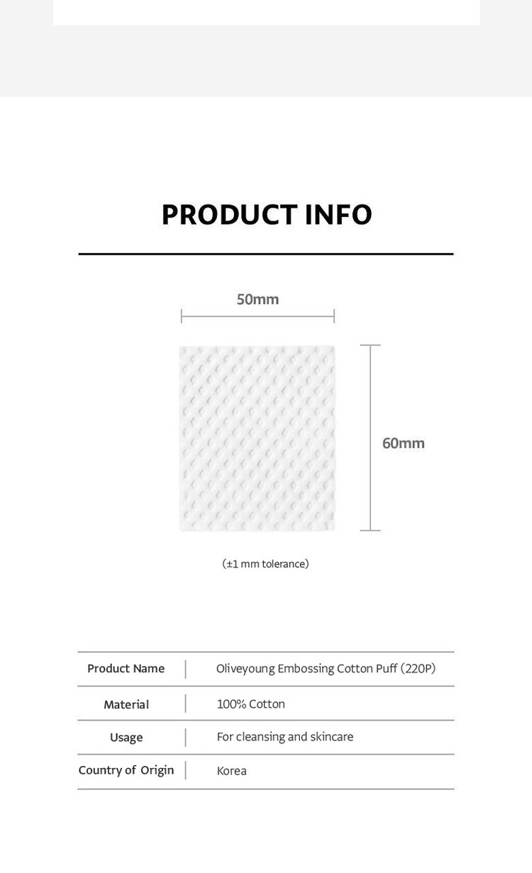 OLIVEYOUNG Embossing Cotton Puff (220ea) detail 3
