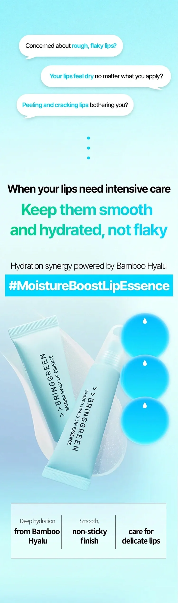 BRING GREEN Bamboo Hyalu Lip Essence 0.76 oz.(11g) x 2ea detail 2