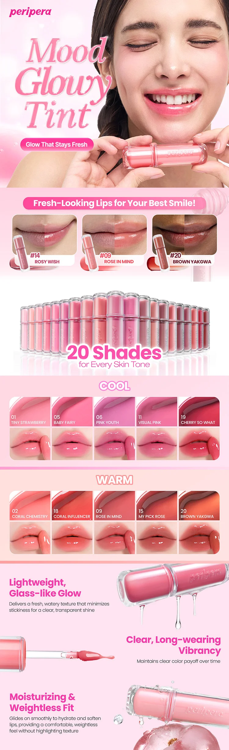 [20colors] PERIPERA Mood Glowy Tint 0.14 oz.(4g) detail 1