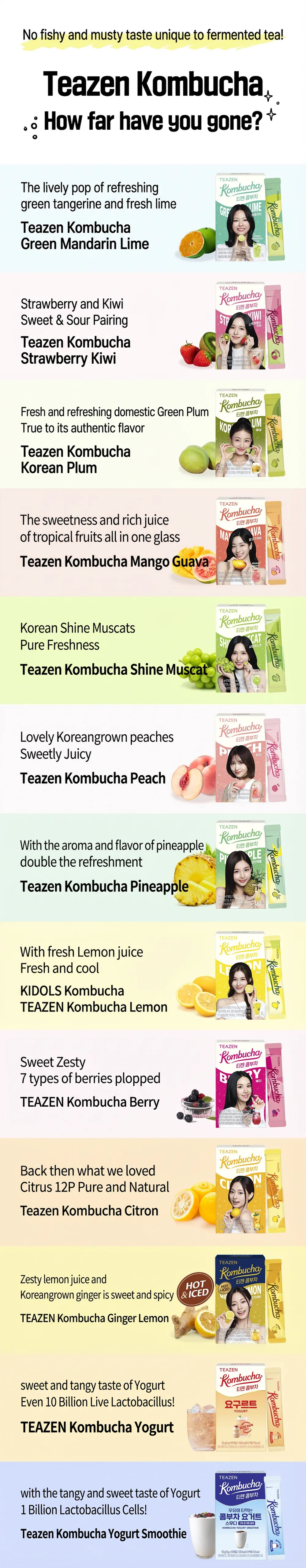 Teazen Kombucha Mango Guava 0.18 oz.(5g) x 10ea detail 1