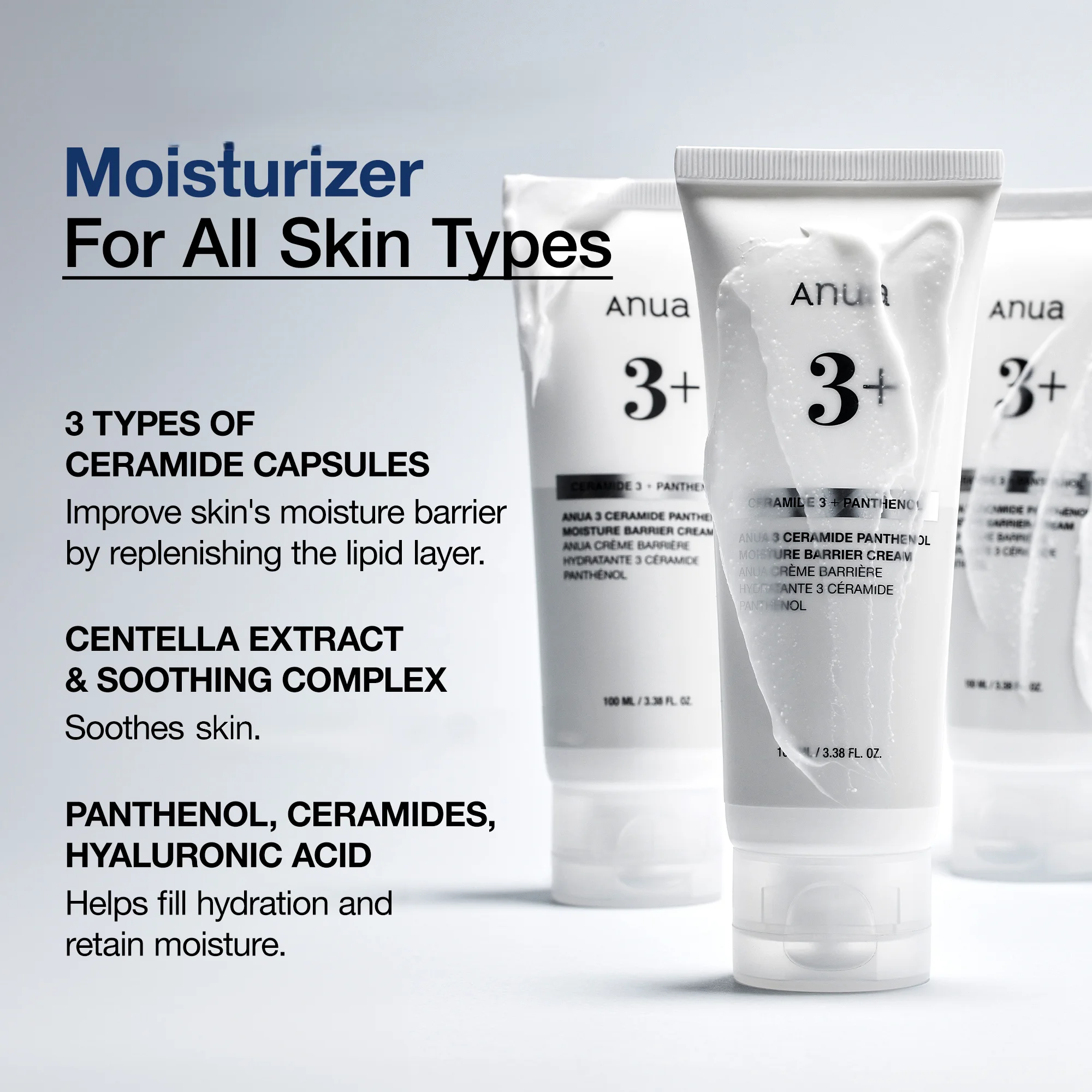 Anua 3 Ceramide Panthenol Moisture Barrier Cream 3.38 fl. oz.(100ml) detail 1