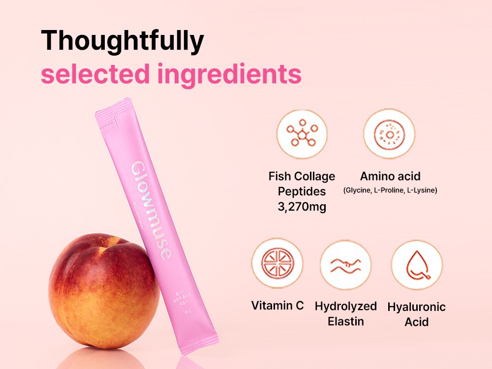 GLOWMUSE All-day Glow Collagen Peach 0.63oz.(18g) x 14ea detail 1