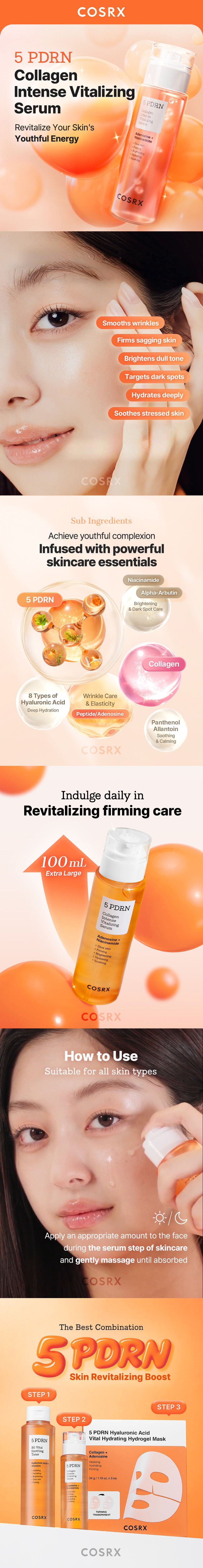 COSRX 5 PDRN Collagen Intense Vitalizing Serum 3.38 fl. oz.(100ml) detail 1