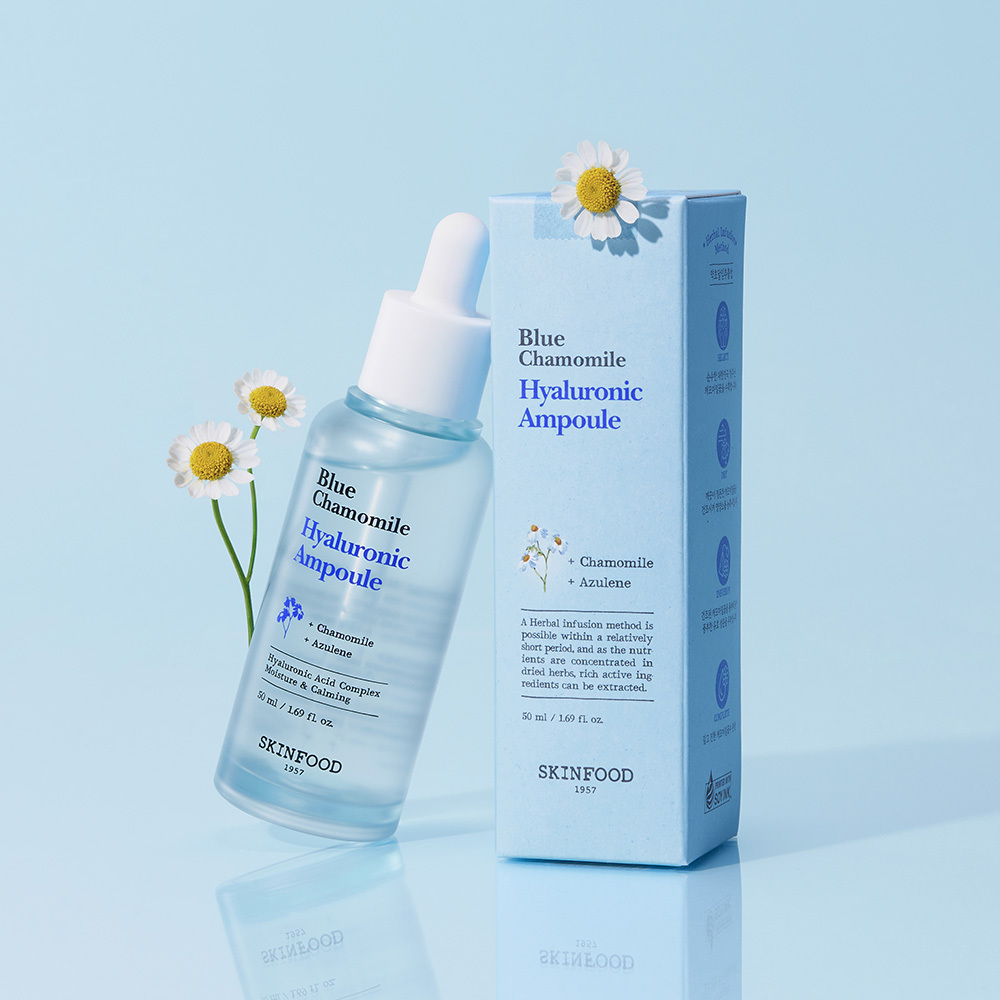 SKINFOOD Blue Chamomile Hyaluronic Ampoule 1.69 oz.(50ml) - Image 2 of 2
