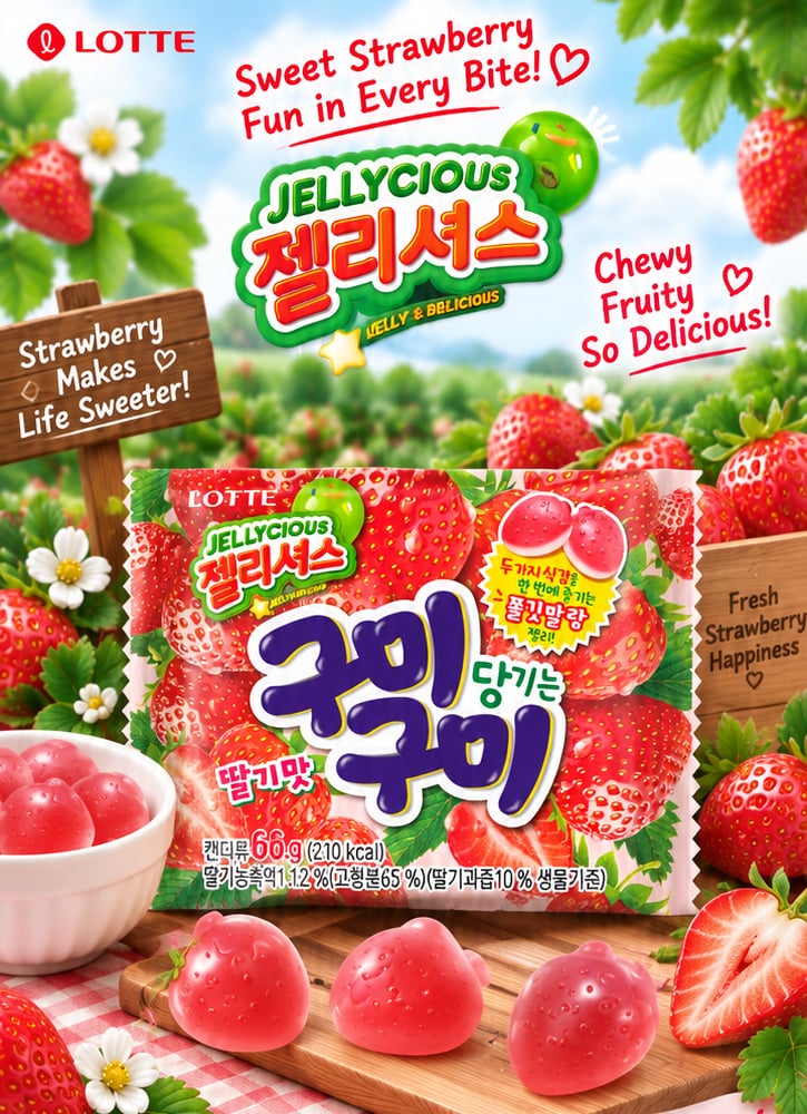 Lotte Gummy Gummy Strawberry 2.33 oz.(66g) | OLIVE YOUNG US