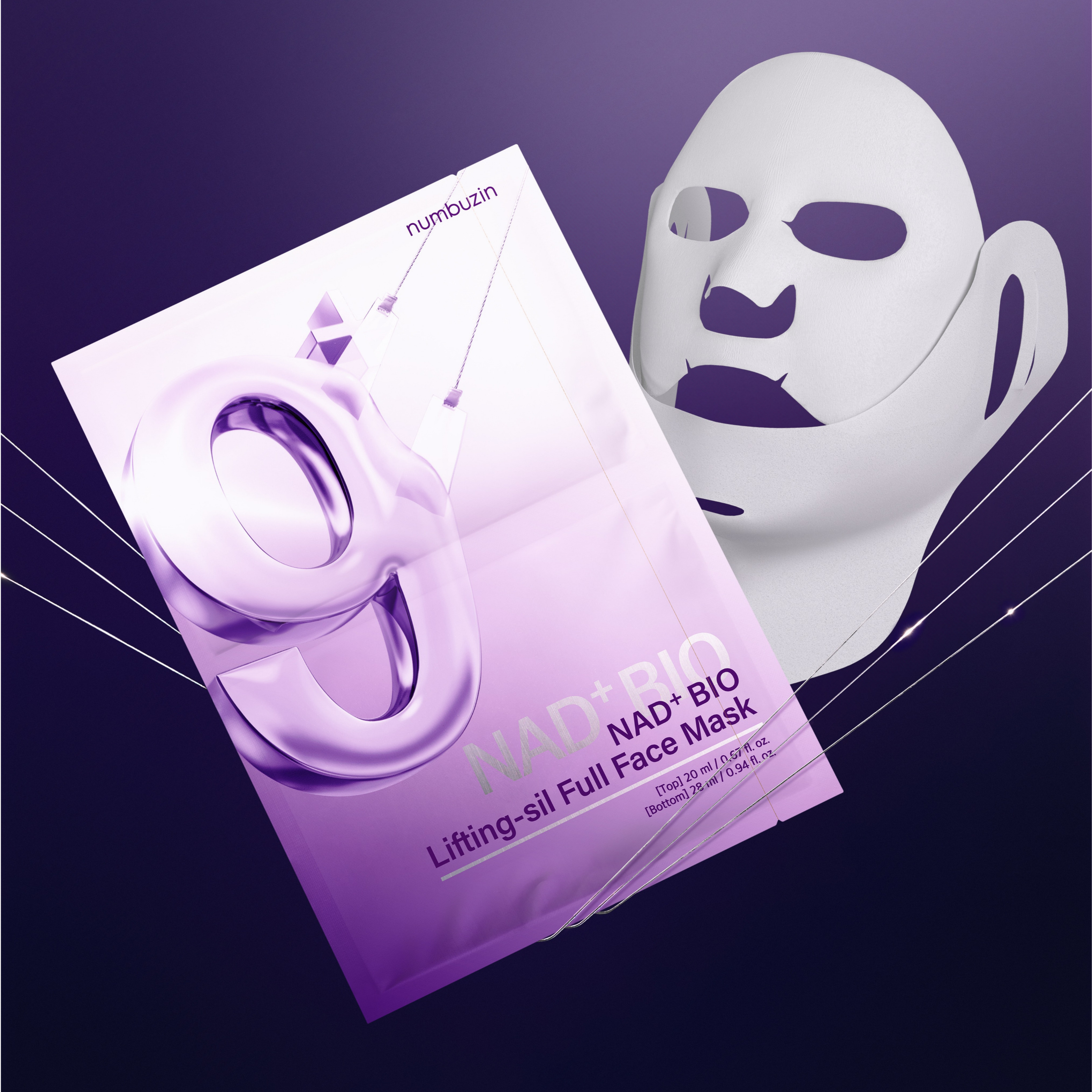 numbuzin No.9+ NAD+ BIO Lifting-sil Full Face Mask [top] 0.67 fl. oz.(20ml) + [bottom] 0.94 fl. oz.(28ml) 4ea - Image 2 of 5