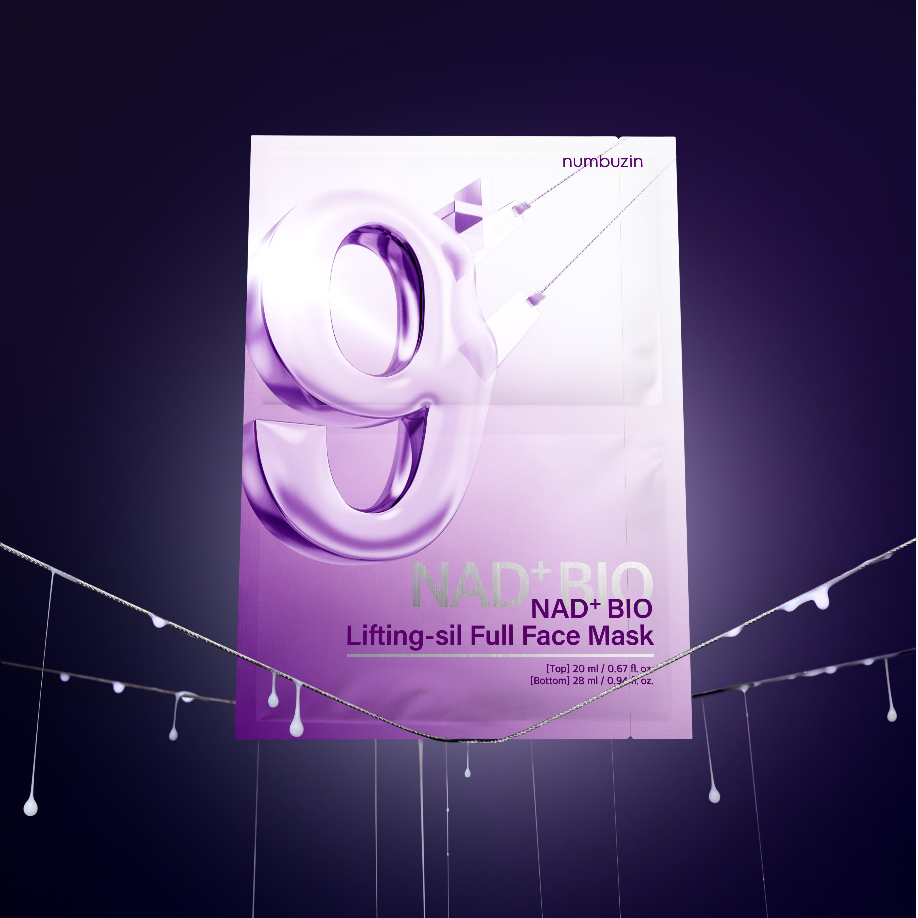 numbuzin No.9+ NAD+ BIO Lifting-sil Full Face Mask [top] 0.67 fl. oz.(20ml) + [bottom] 0.94 fl. oz.(28ml) 4ea - Image 3 of 5