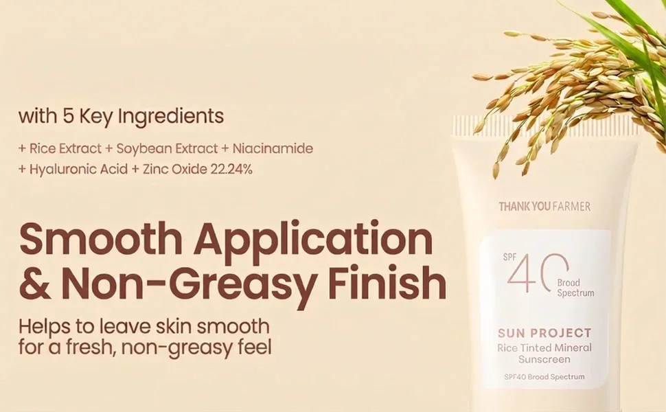 THANKYOU FARMER Sun Project Rice Tinted Mineral Sunscreen 1.75 fl. oz.(50ml) detail 3