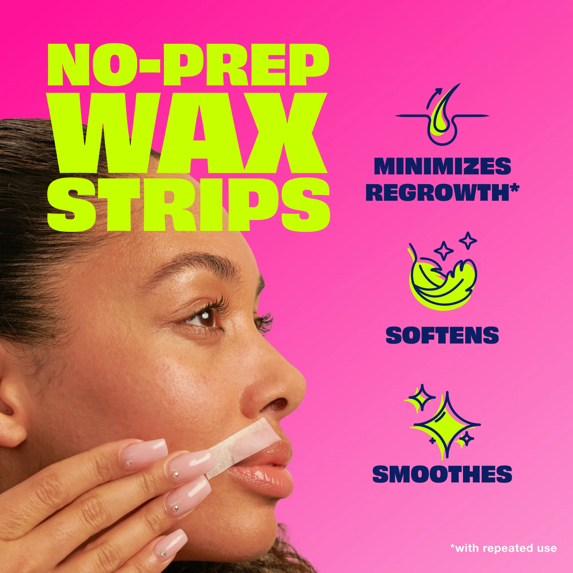 Nair Hair Remover Wax Ready Strips, Face and Bikini Hair Removal Wax Strips, 40 Count detail 2