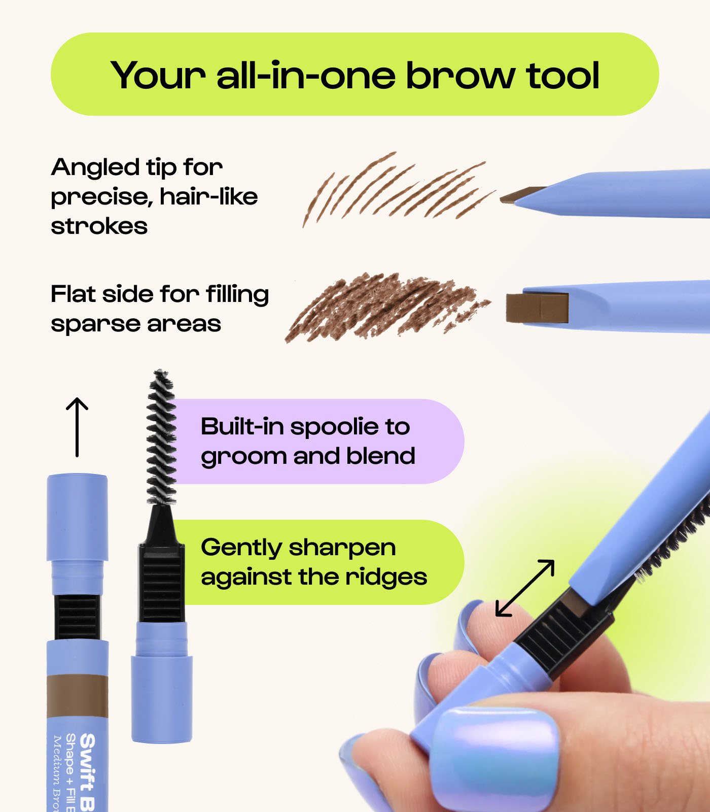 [3colors] Alleyoop Swift Brow Shape + Fill Brow Pencil 0.007 oz.(0.2g) detail 2