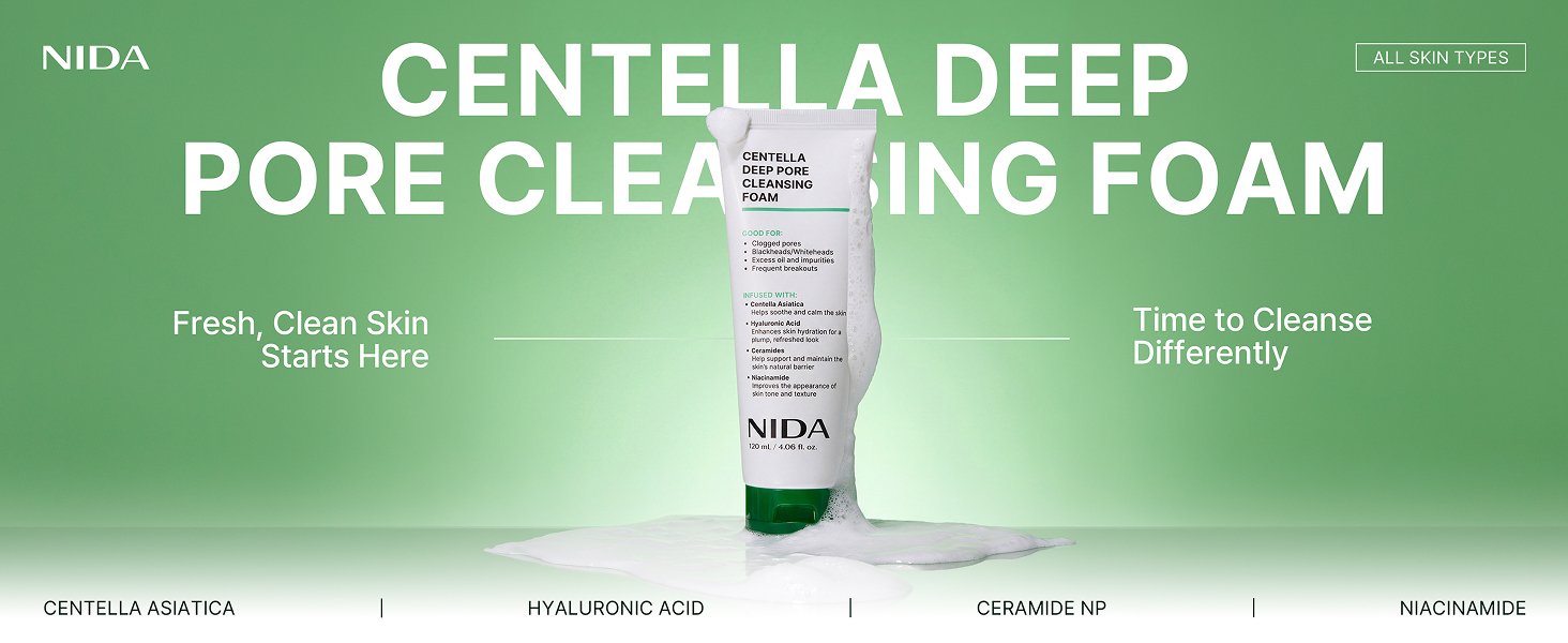 NIDA Centella Deep Pore Cleansing Foam 4.06 fl. oz.(120ml) detail 1
