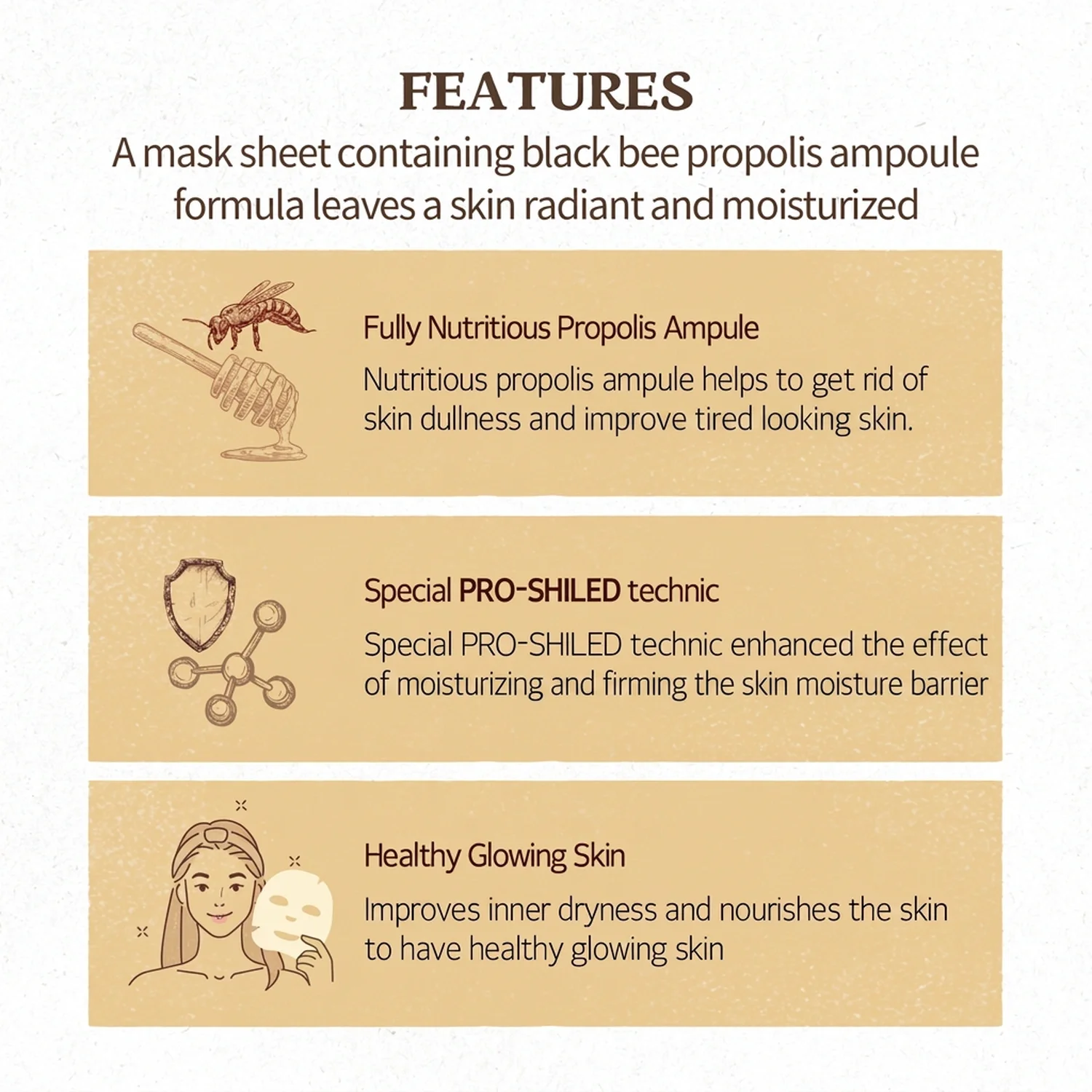 SKINFOOD Royal Honey Propolis Enrich Mask 1.01 oz.(30ml) detail 2