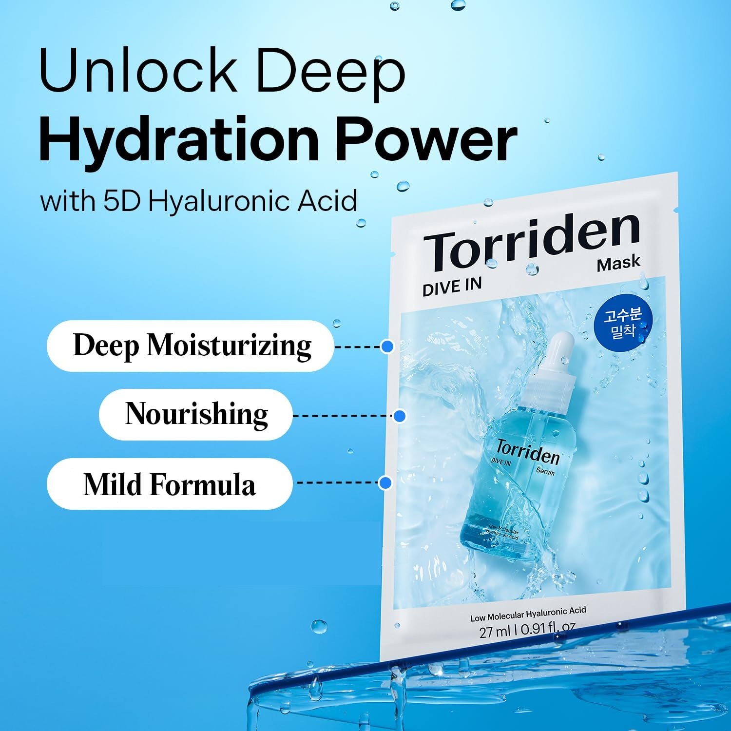 Torriden Dive-in Low Moleculular Hyaluronic Acid Mask Sheet 1ea 0.91 fl. oz.(27ml) detail 1