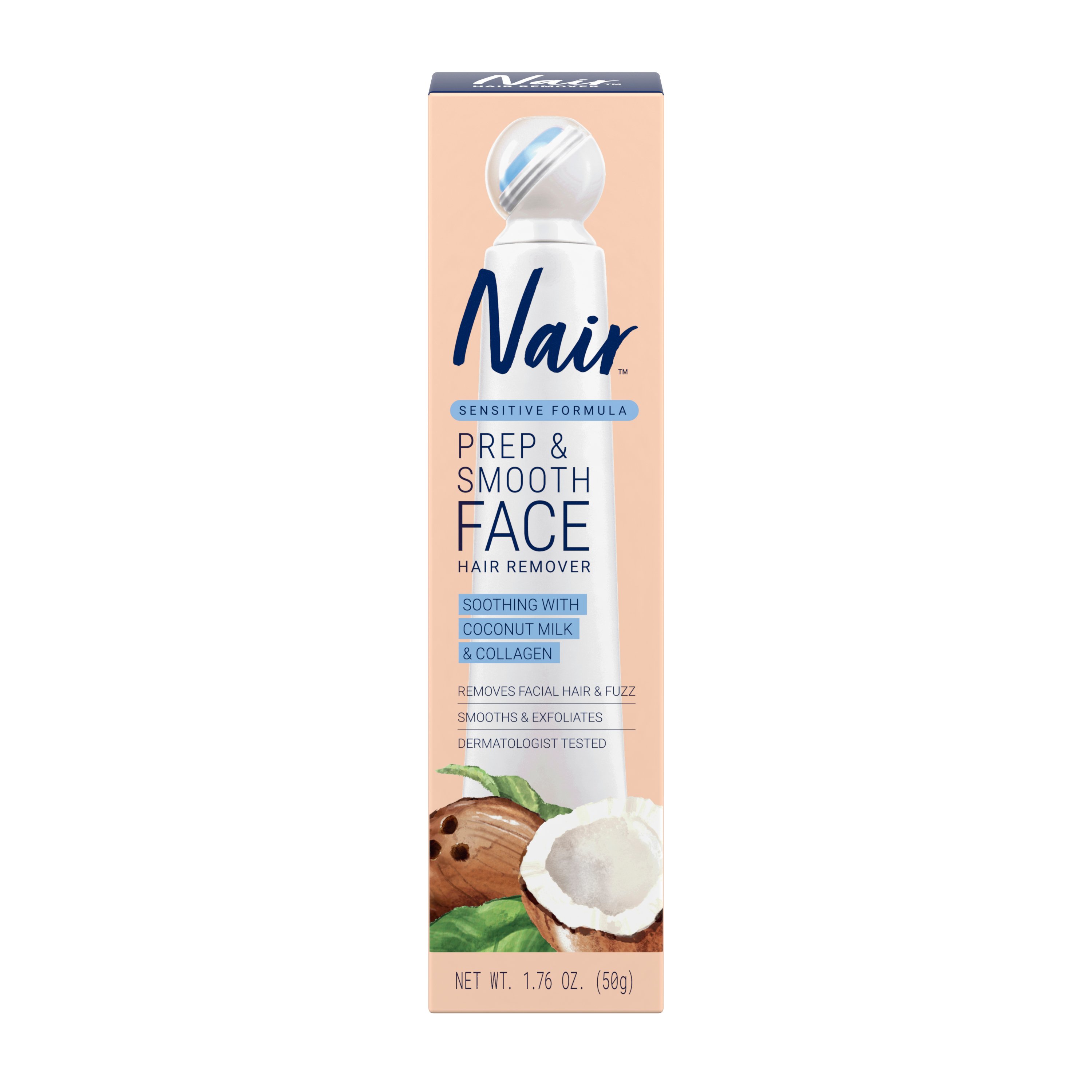 Nair Prep & Smooth Soothing with Coconut Milk & Collagen Face Hair Remover for Women, Sensitive Formula, for Upper Lip, Chin and C detail 4