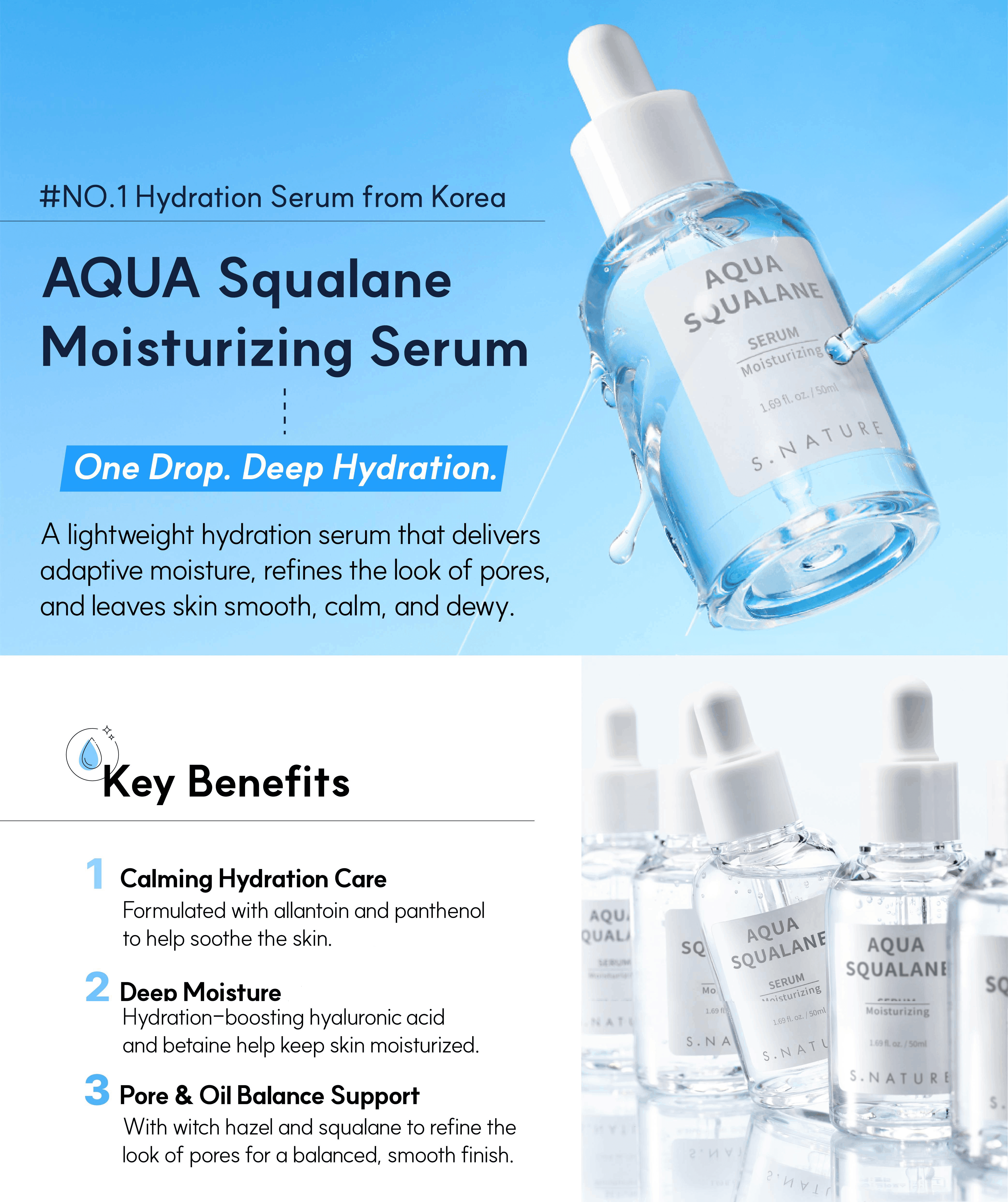 S.NATURE Aqua Squalane Serum Refill 1.69 fl. oz.(50ml) detail 1