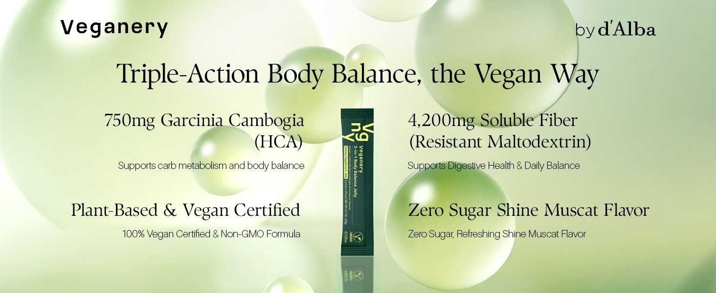 Veganery by d'Alba 3-in-1 Body Balance Jelly Dietary Supplement 0.41 oz.(20g) x 14ea detail 2