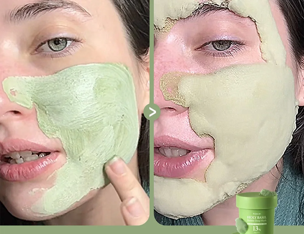 P.CALM Holy Basil Bubble Deep Mask 3.17 oz.(90g) detail 2