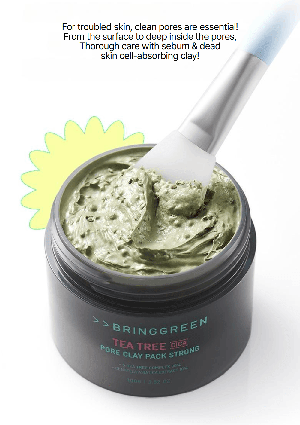 BRING GREEN Tea Tree Cica Pore Clay Pack Strong 3.52 oz.(100g) detail 3