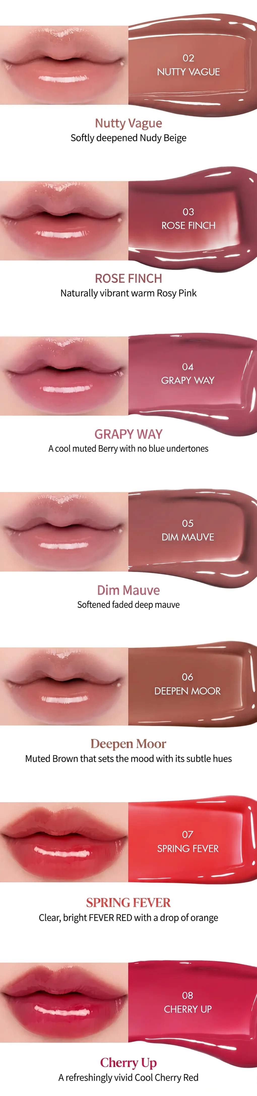 [12colors] rom&nd Glasting Color Gloss 0.14 oz.(4.0g) detail 3