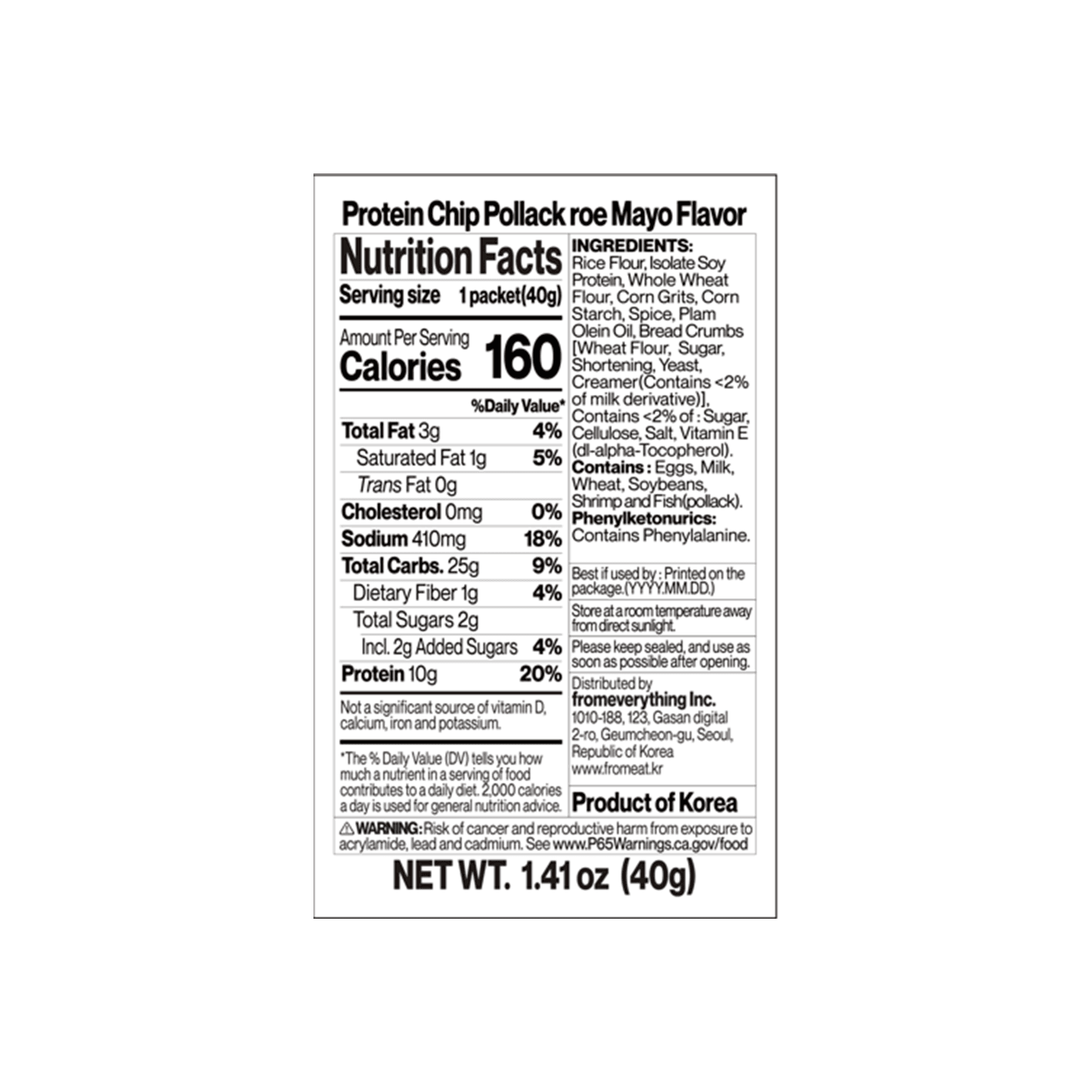 fromeat Protein Chip Pollock Roe With Mayonnaise 1.41 oz.(40g) detail 2