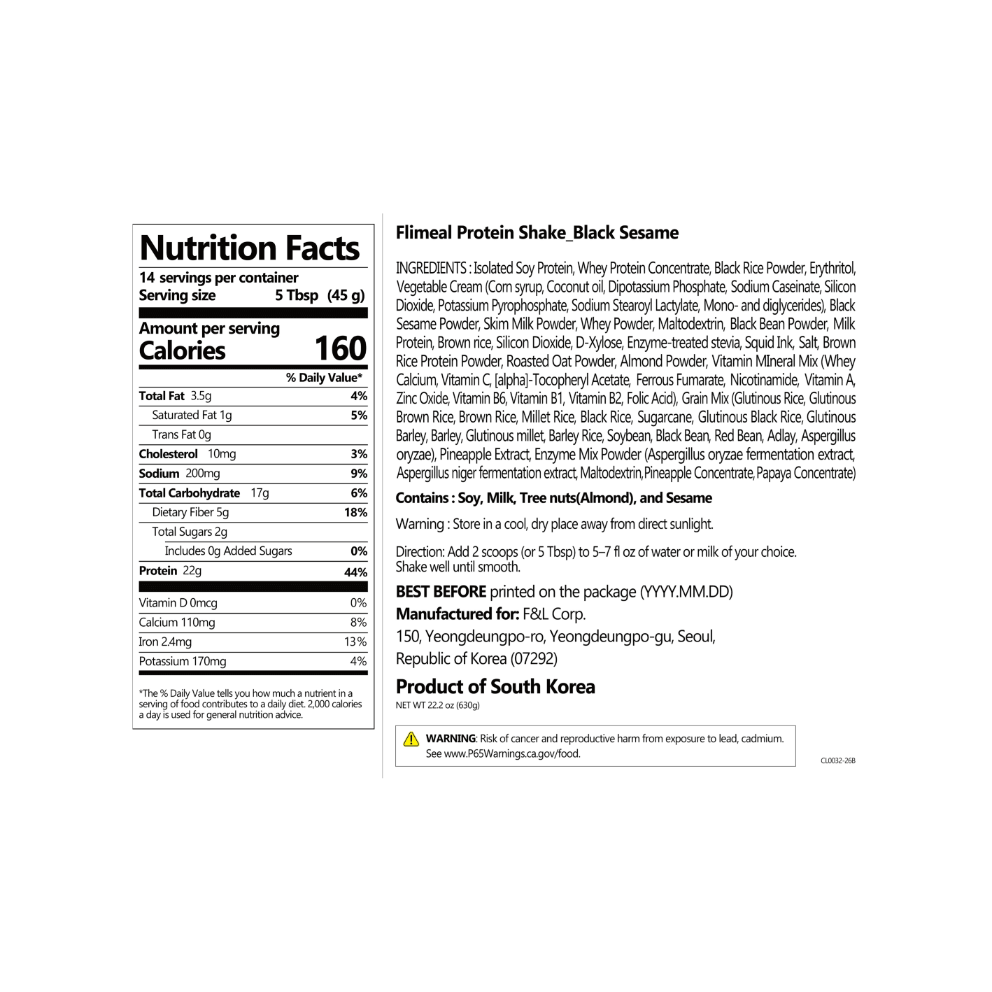 [2flavors] Flimeal Protein Shake 22.22 oz.(630g) detail 2