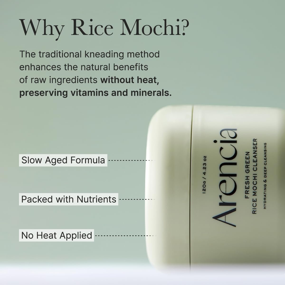 Arencia Fresh Green Rice Mochi Cleanser 4.23 oz.(120g) detail 6