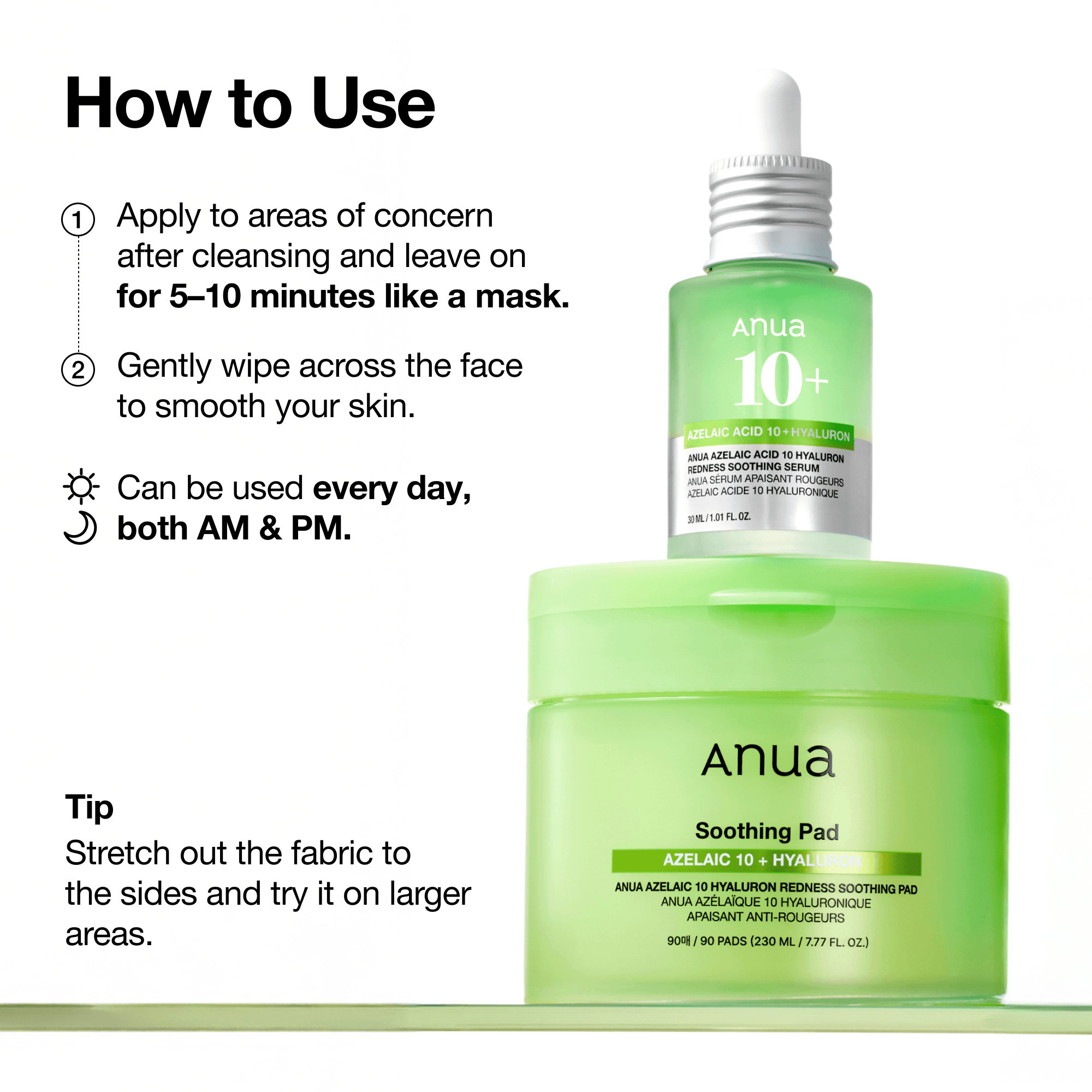 Anua Azelaic 10 Hyaluron Redness Soothing Pad 90ct 7.77 fl. oz.(230ml) detail 4