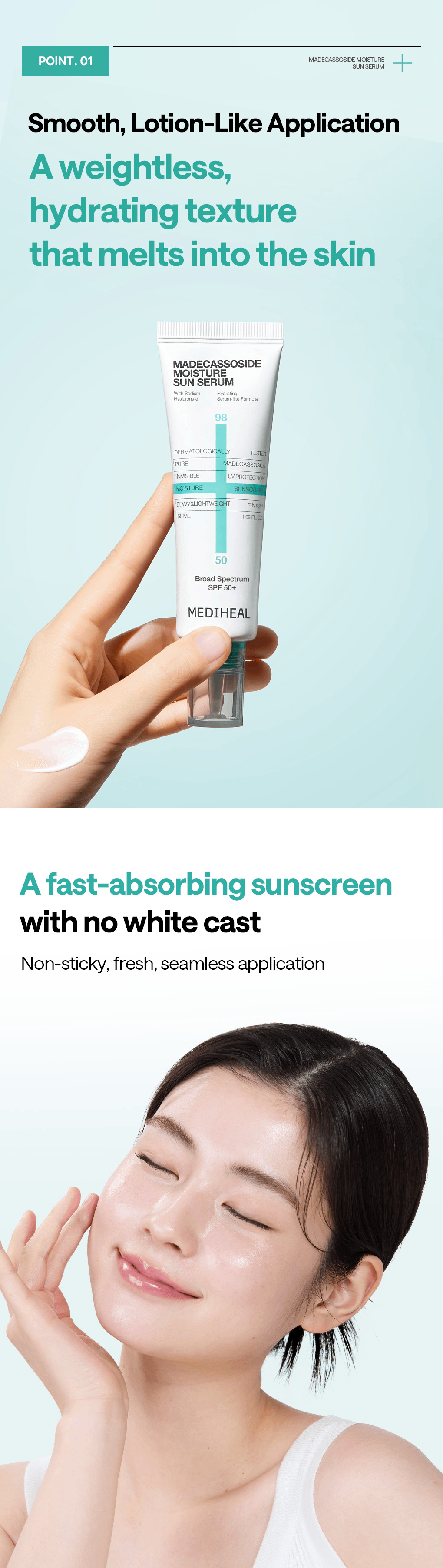 MEDIHEAL Madecassoside Moisture Sun Serum 1.69 fl. oz.(50ml