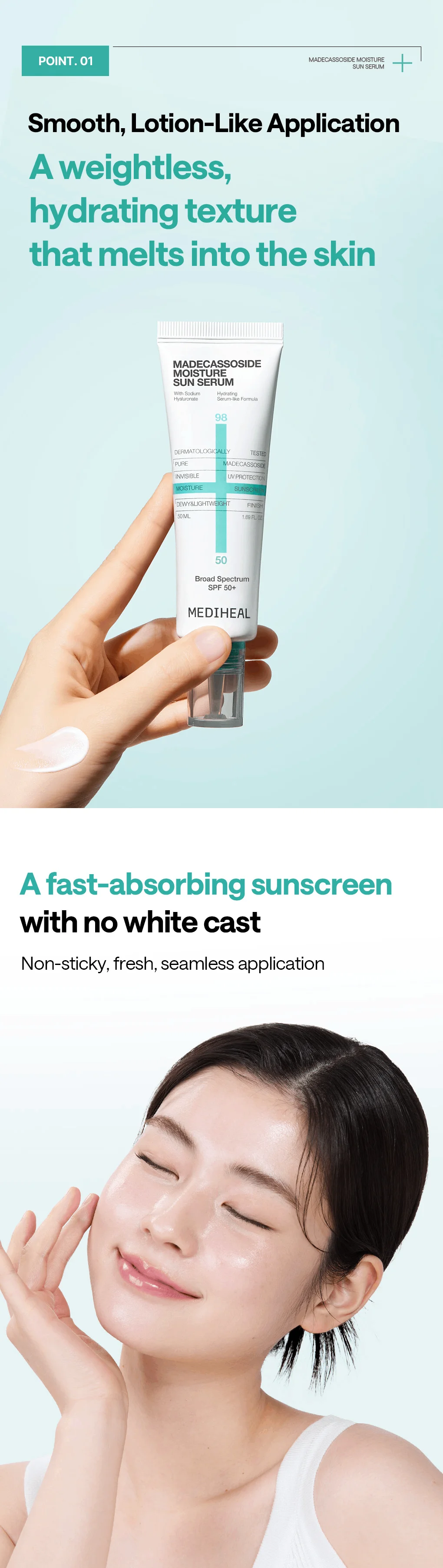 MEDIHEAL Madecassoside Moisture Sun Serum 1.69 fl. oz.(50ml) detail 2