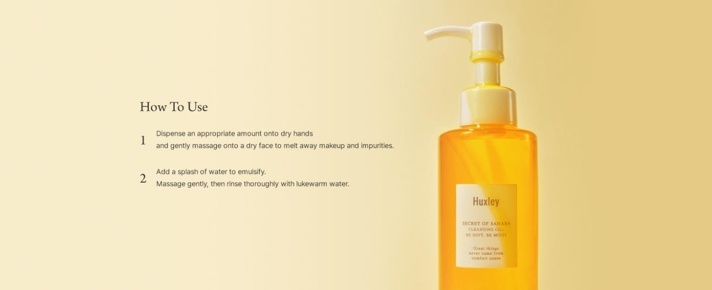 Huxley Cleansing Oil; Be Clean, Be Moist 6.76 fl. oz.(200ml) detail 6