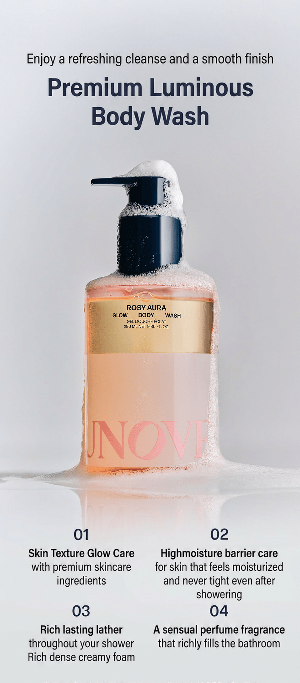 [2scents] UNOVE Glow Body Wash 9.8 fl. oz.(290ml) detail 3