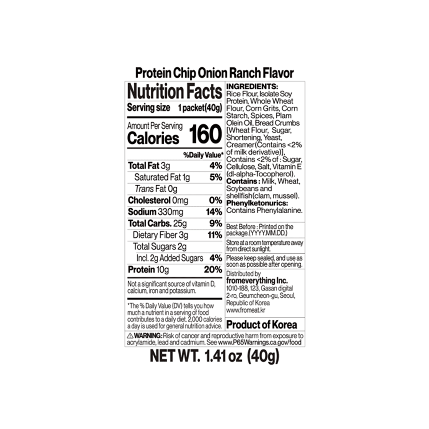 fromeat Protein Chip Onion Ranch Flavor 1.14 oz.(40g) detail 2