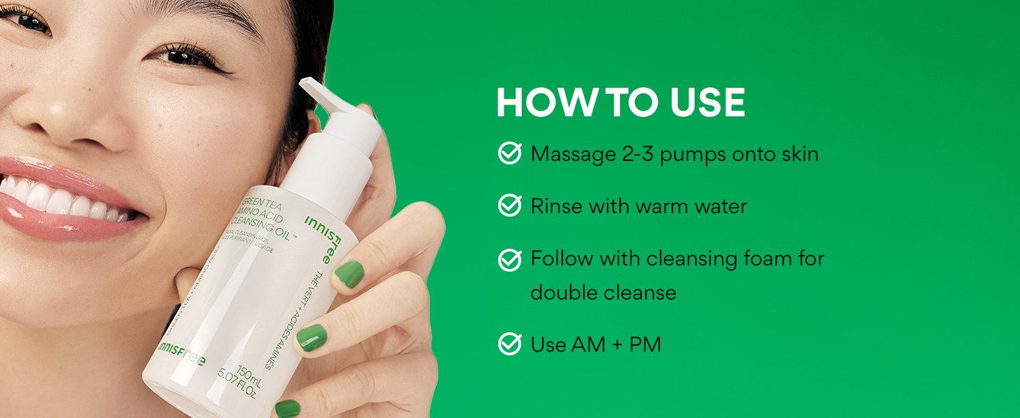 innisfree Green Tea Amino Acid Cleansing Oil 5.07 oz.(150ml) detail 4