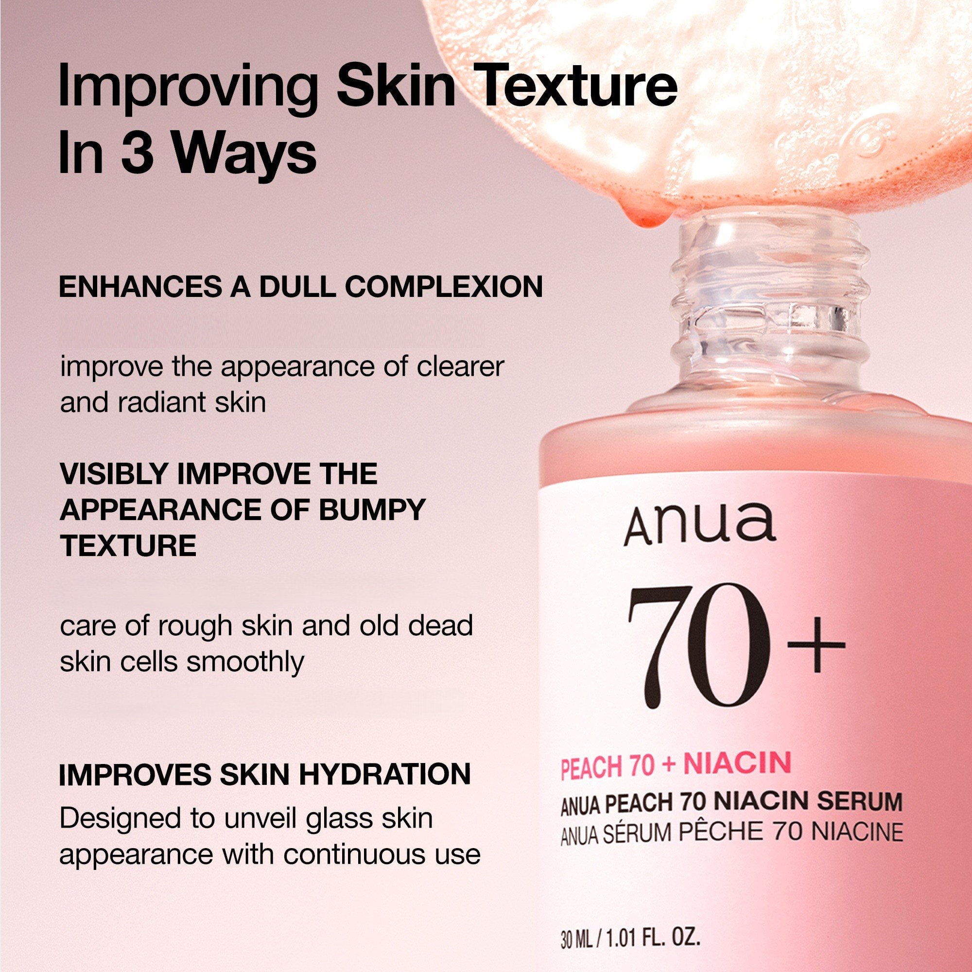 Anua Peach 70 Niacin Serum 1.01 fl. oz.(30ml) detail 2