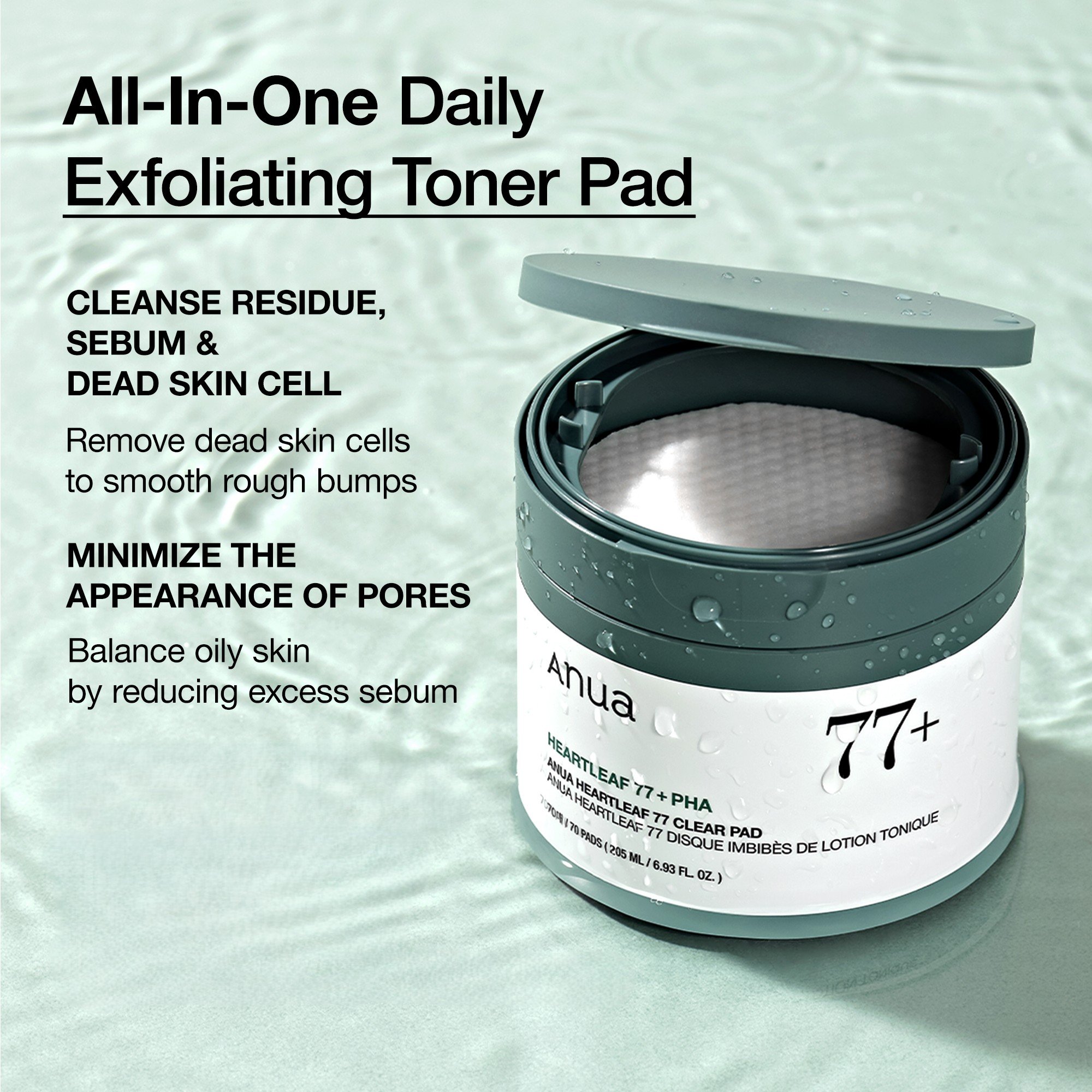 Anua Heartleaf 77 Clear Pad 70ct 6.93 fl. oz.(205ml) detail 2
