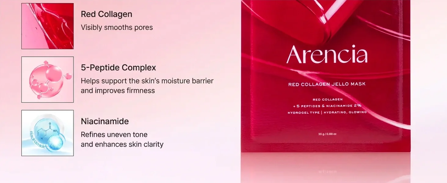 Arencia Red Collagen Jello Mask 4 Sheets 0.88 fl. oz.(25g) detail 2