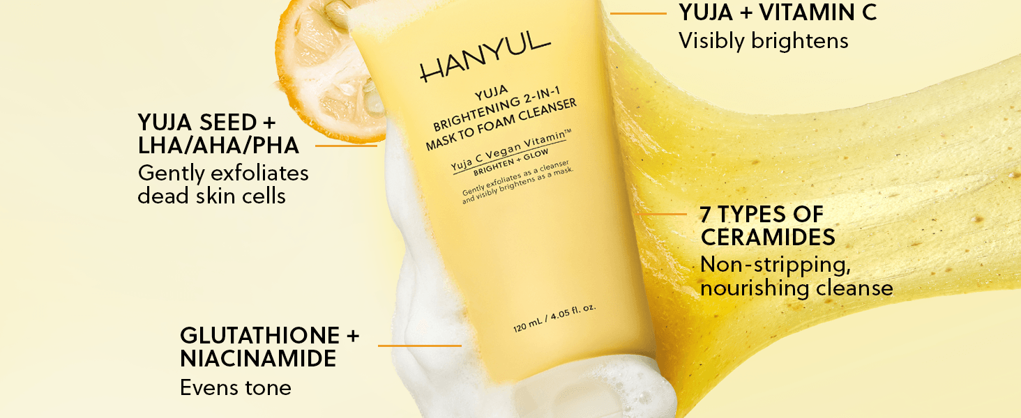 HANYUL Yuja Brightening 2‑in‑1 Mask To Foam Cleanser 4.05 fl. oz.(120ml) detail 4
