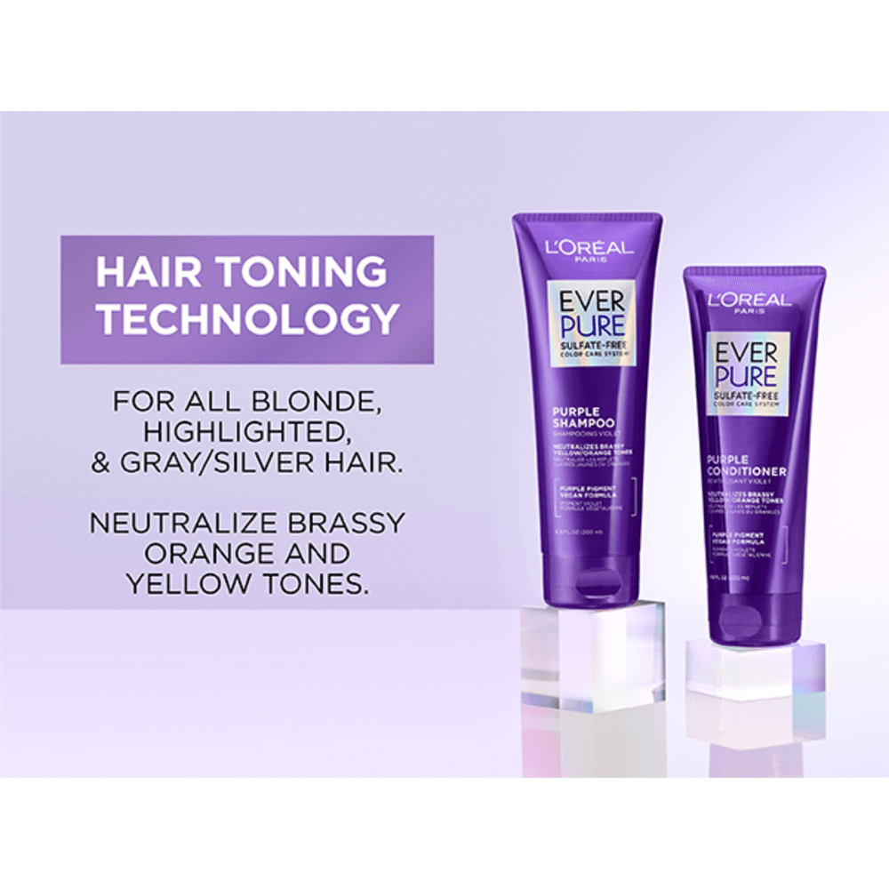 LOREAL PARIS EverPure Sulfate Free Purple Shampoo, Toning Blonde Bleached Hair 6.8 fl. oz.(200ml) detail 3