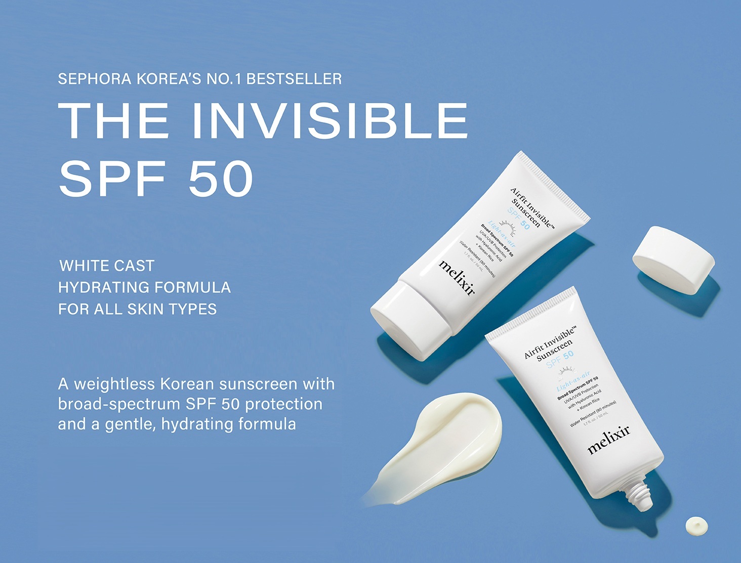 melixir Airfit Invisible Sunscreen SPF 50 1.7 fl. oz.(50ml