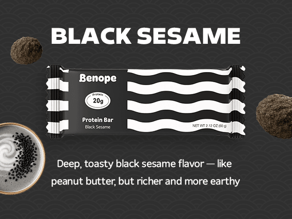 Benope Protein Bar Black Sesame 2.12 oz.(60g) detail 11