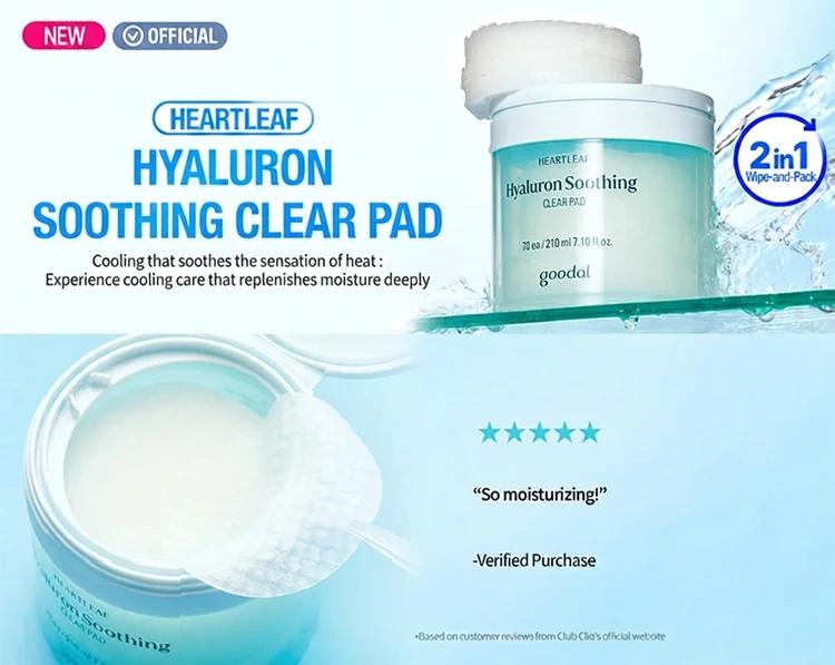 GOODAL Heartleaf Hyaluron Soothing Clear Pad 70ct 7.10 fl. oz.(210ml) detail 1