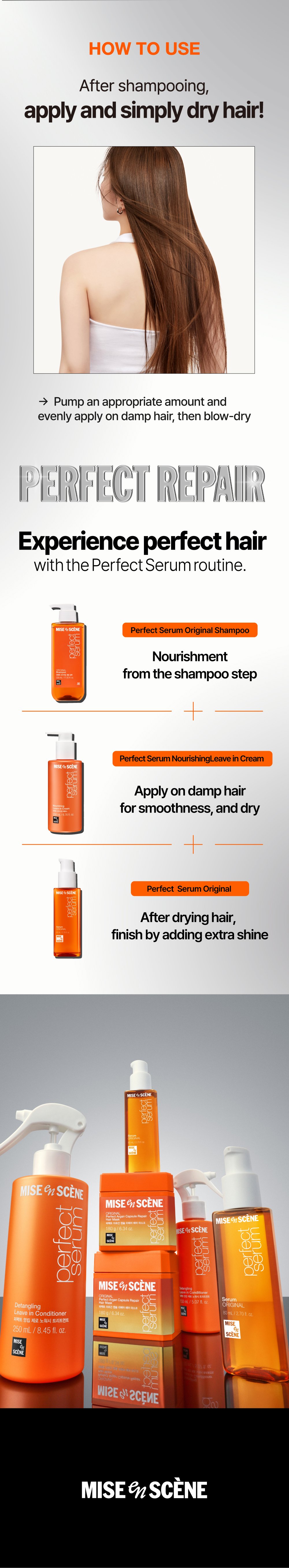 Mise-en-scène Perfect Serum Nourishing Leave In Cream For Hair 6.76 fl. oz.(200ml) detail 3