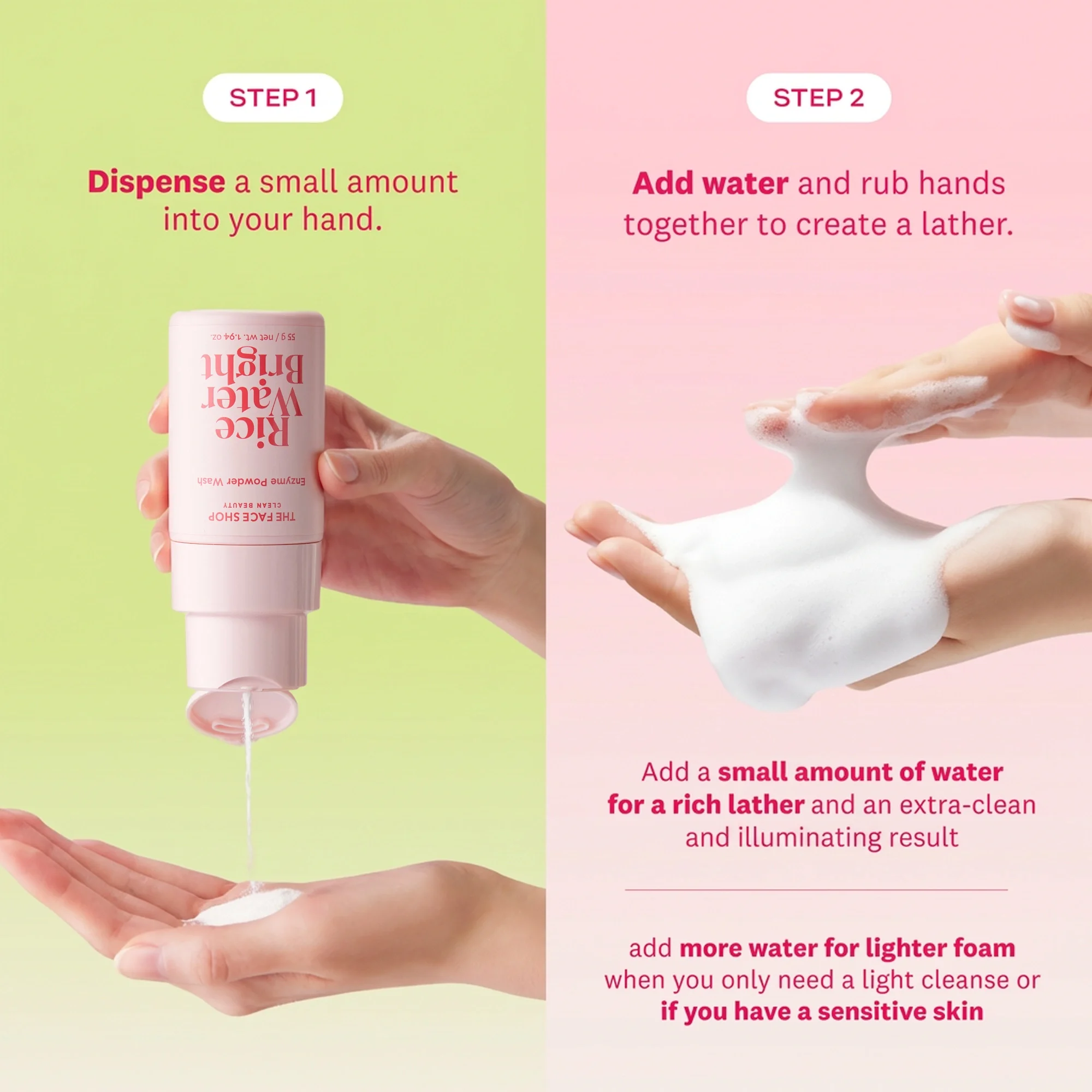 THE FACE SHOP Rice Water Bright Enzyme Powder Wash 1.94 oz.(55g) detail 3