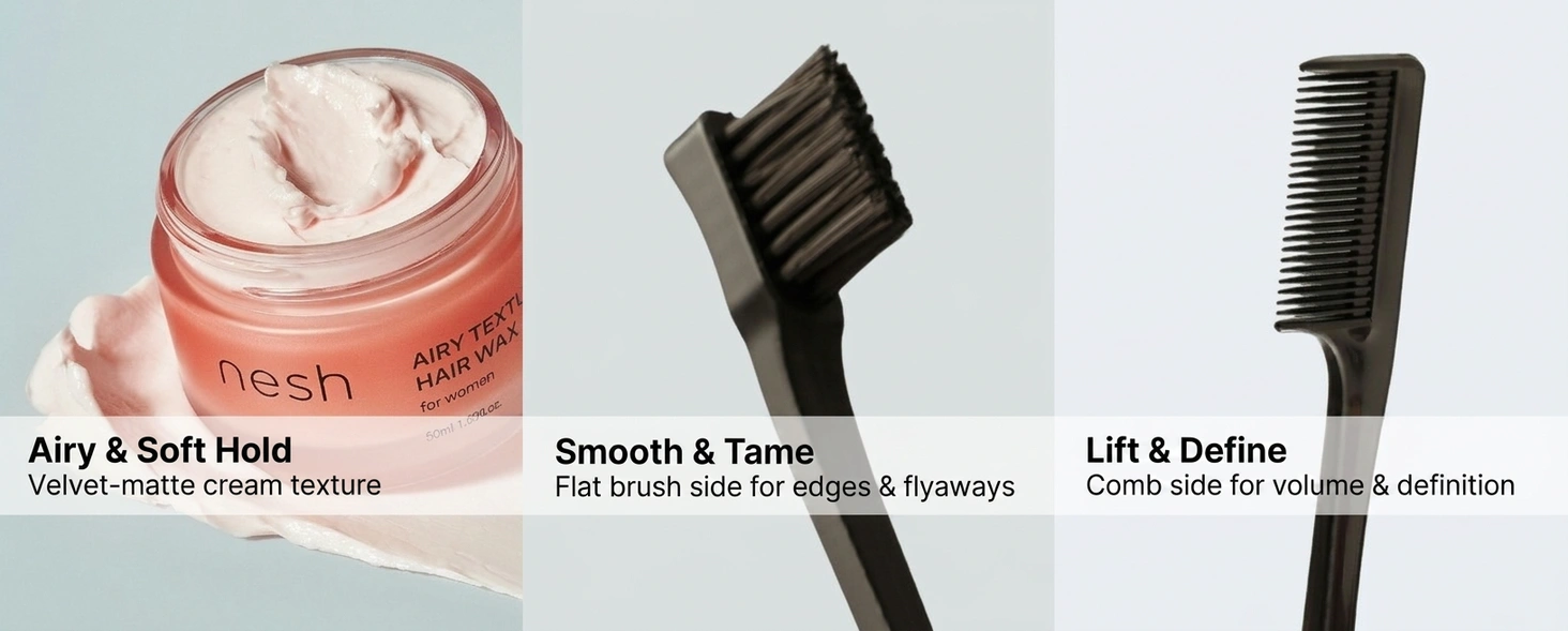 nesh Airy Texture Hair Wax Brush Set 1.69 fl. oz.(50ml) | OLIVE